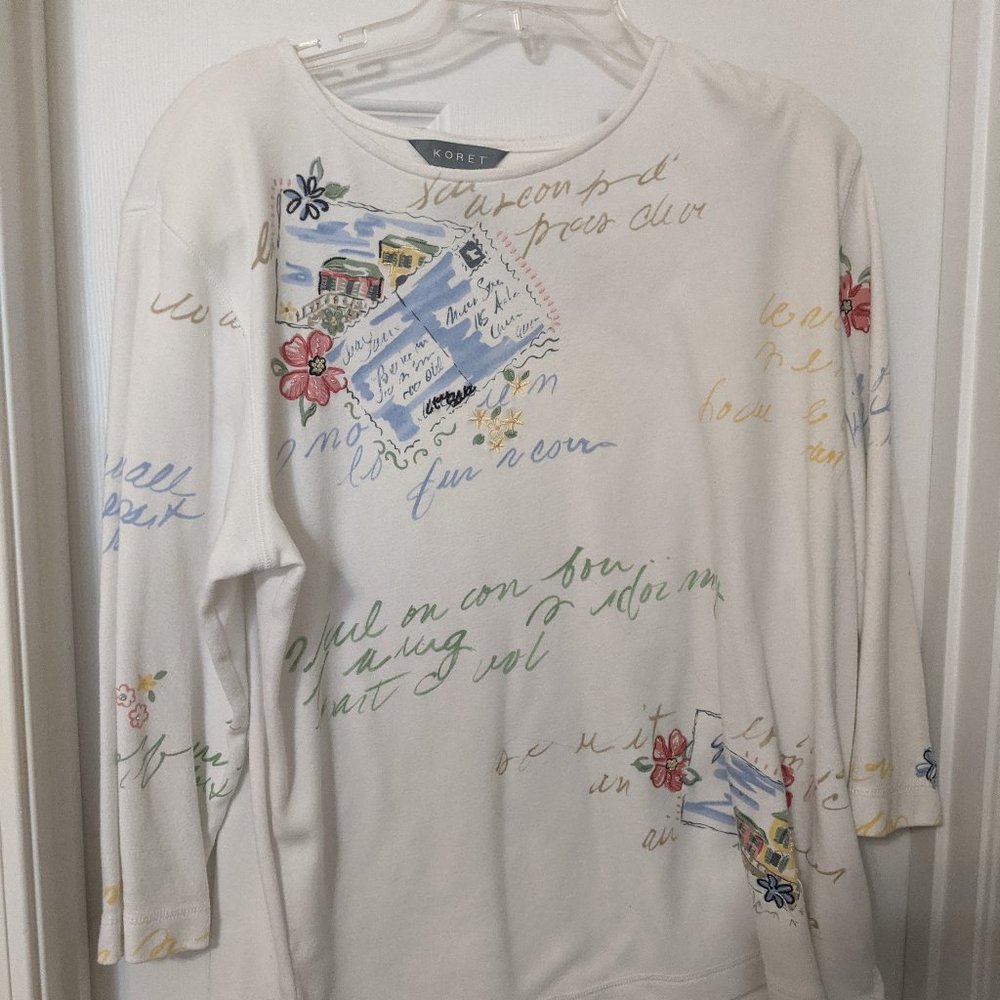 Travel top with 3/4 length sleeves, size XL